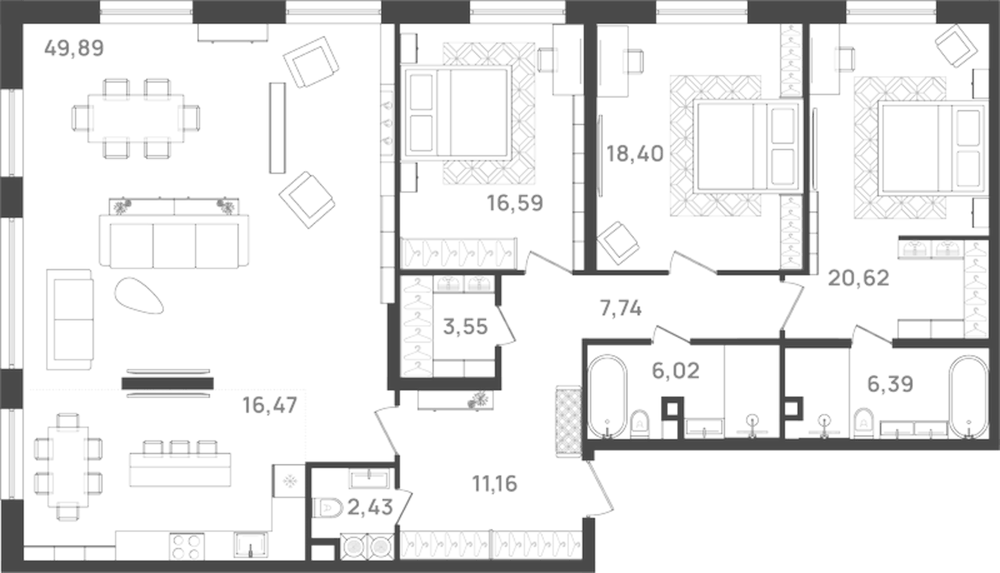 Планировка: 4Е-к.кв · 160,5 м²