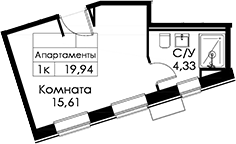 Планировка: Студия · 18,8 м²