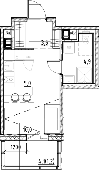 Планировка: Студия · 24,7 м²