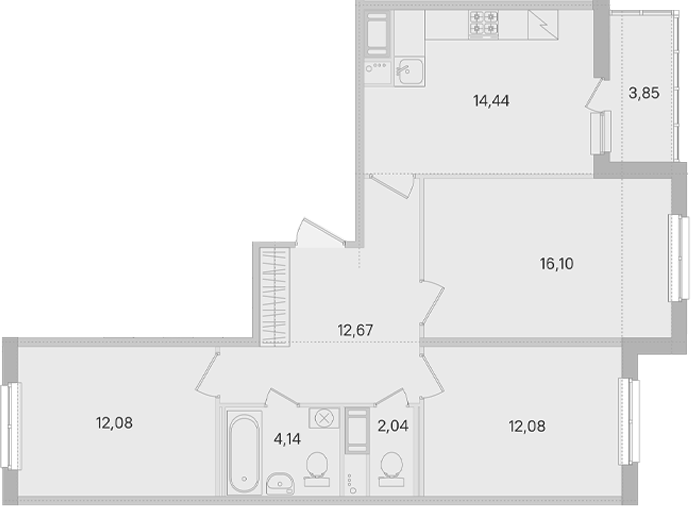 Планировка: 3 комнаты · 75,48 м²