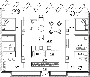 Планировка: 4Е-к.кв · 134,42 м²