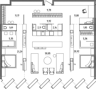 Планировка: 4Е-к.кв · 154,23 м²