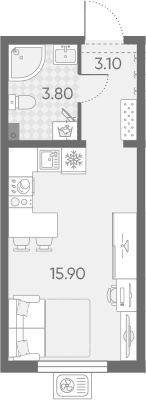 Планировка: Студия · 22,8 м²